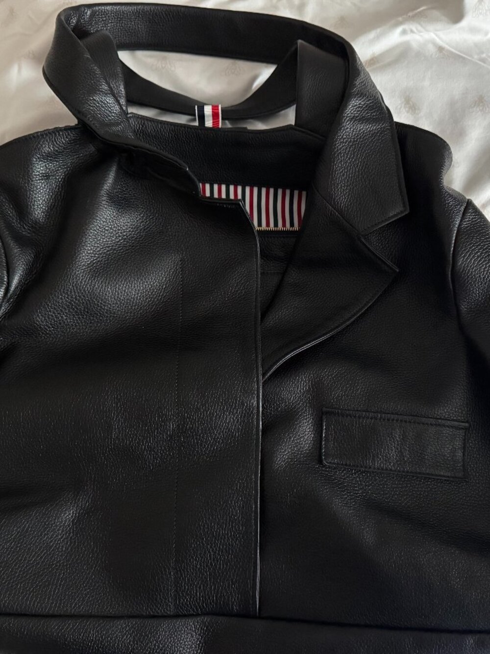 THOM BROWNE Oversized Trompe L'Oeil Chesterfield Duffle in Deerskin